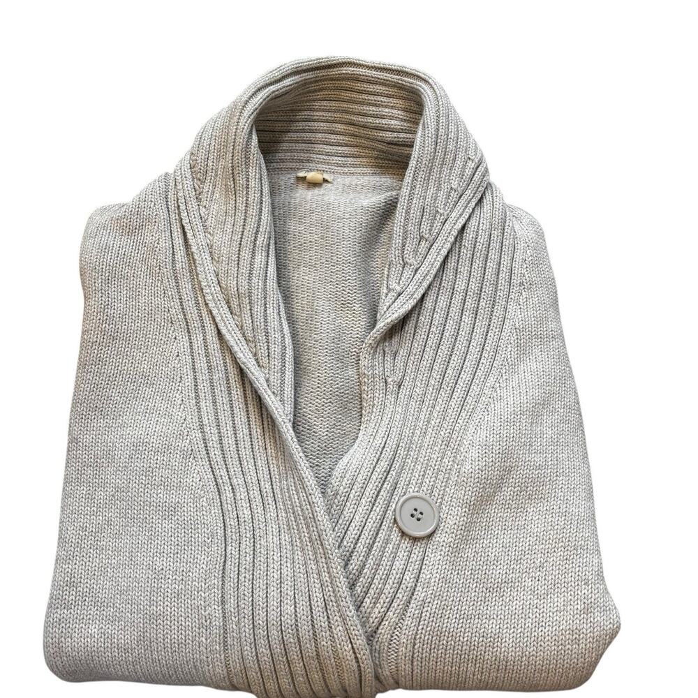 J. Crew Light Beige Shawl Collar Cotton Cardigan Covered Buttons Women's Small - Picture 3 of 5